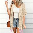 thumbnail image 2 of MSJUHEG Crochet Cardigans for Women 3/4 Sleeve Batwing Summer Cardigan Women's Shrug Sweaters Boho Cardigan Summer Cover Up Cardigan Bolero Shrugs for Dresses Beige One Size, 2 of 9