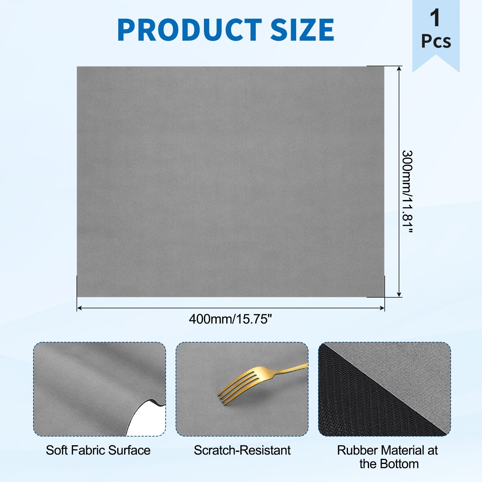 Washer and Dryer Top Protector Mat 16" x 12" - Non-Slip, Quick Drying Rubber Washing Machine Top Cover Pad for Home Kitchen Laundry Room, Light Gray