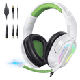 thumbnail image 2 of Auriculares Para Juegos Con Cancelación De Ruido Krysenix Color Blanco Luz Verde Claro, 2 of 3
