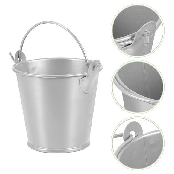 LEORX Metal Flower Bucket Storage Tinplate Silver 5pcs for Party Planners