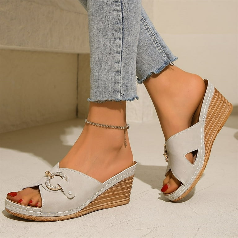 NOKIO Wedge Sandals for Women Open Toe Wedge Heels Womens High