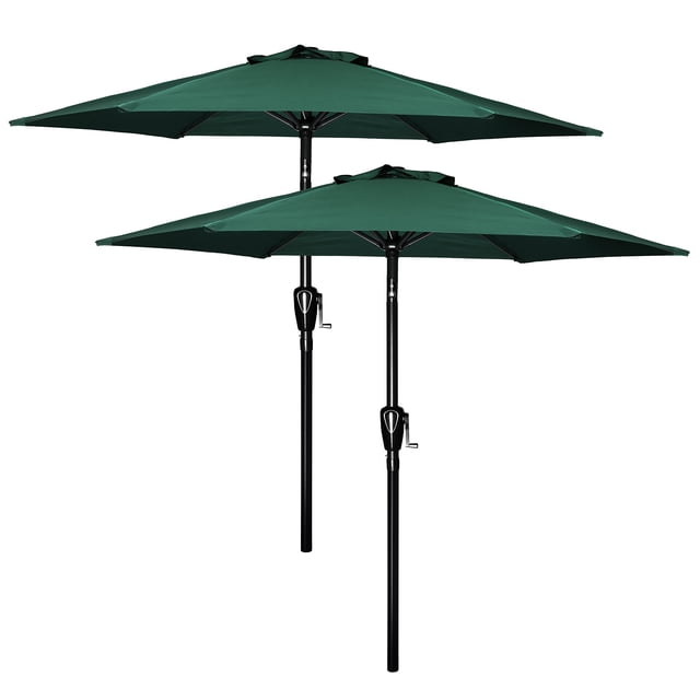 Sombrilla de patio Simple Deluxe, paquete de 2 unidades, 2,3 m, para exteriores, con inclinación y manivela