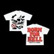 thumbnail image 3 of Camiseta con estampado gráfico de letras de dados de América Y2k Grinch gótico de gran tamaño retro de manga corta con cuello redondo ropa de calle para mujer, 3 of 5