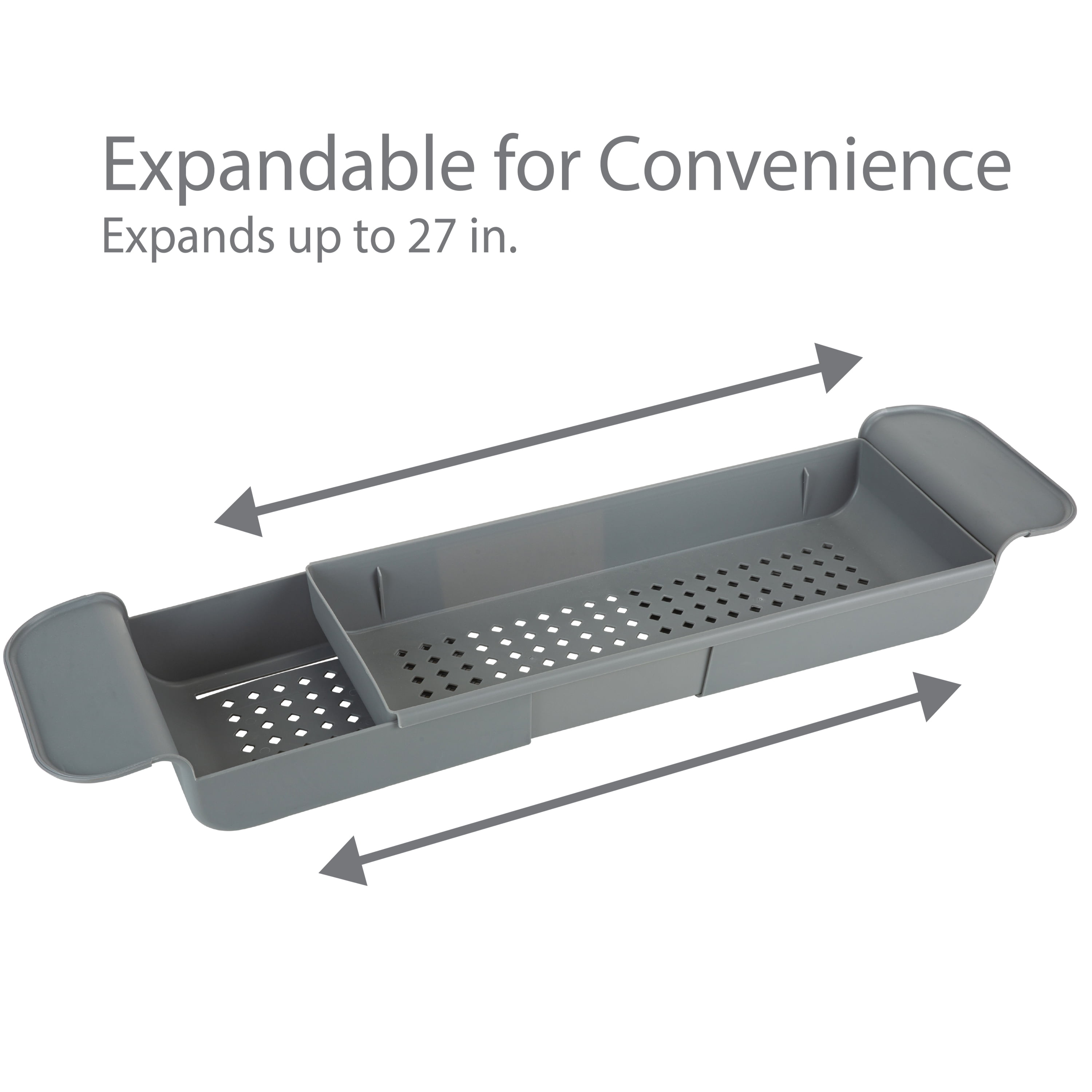 Bath Bliss Expandable Non-Slip Bathtub Caddy in Gray
