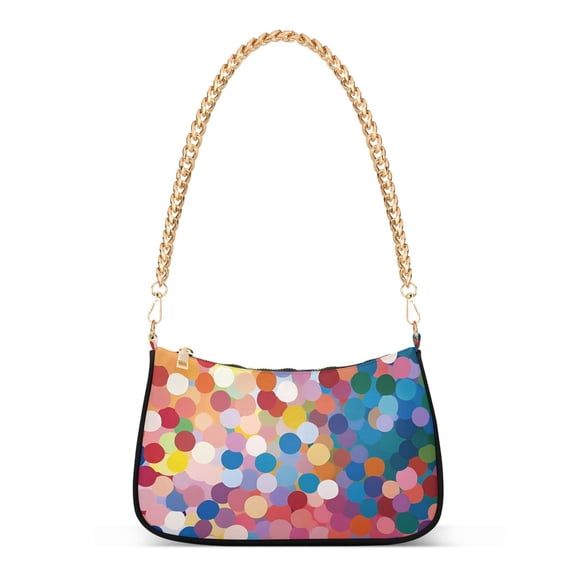 FORMRS Womens Shoulder Bag with Chain Strap Clutch Purse Cute Tote Handbag, Light Colorful Circles