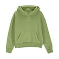 thumbnail image 3 of Girls Cropped Athletic Hoodies Half Zipper Collar Long Sleeve Hooded Pullover Tops Fleece Warm Pullover Sweatshirts with Thumb Hole Boys Fleece Hoodies Green 11Y, 3 of 8