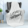 thumbnail image 4 of Im Mermaid Soft Flannel Fleece Throw Blanket, Girl Writing Monochrome Calligraphic Hand Written Inspirational Arrangement, Cozy Plush for Indoor and Outdoor Use, 50" x 60", Black White, by Ambesonne, 4 of 5