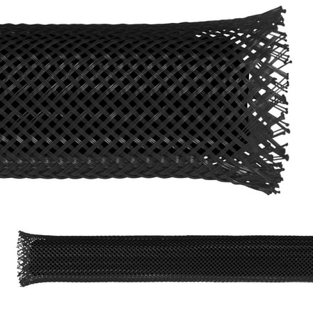Electriduct 1.25 PET Expandable Braided Sleeving - 100 Feet Length - Black