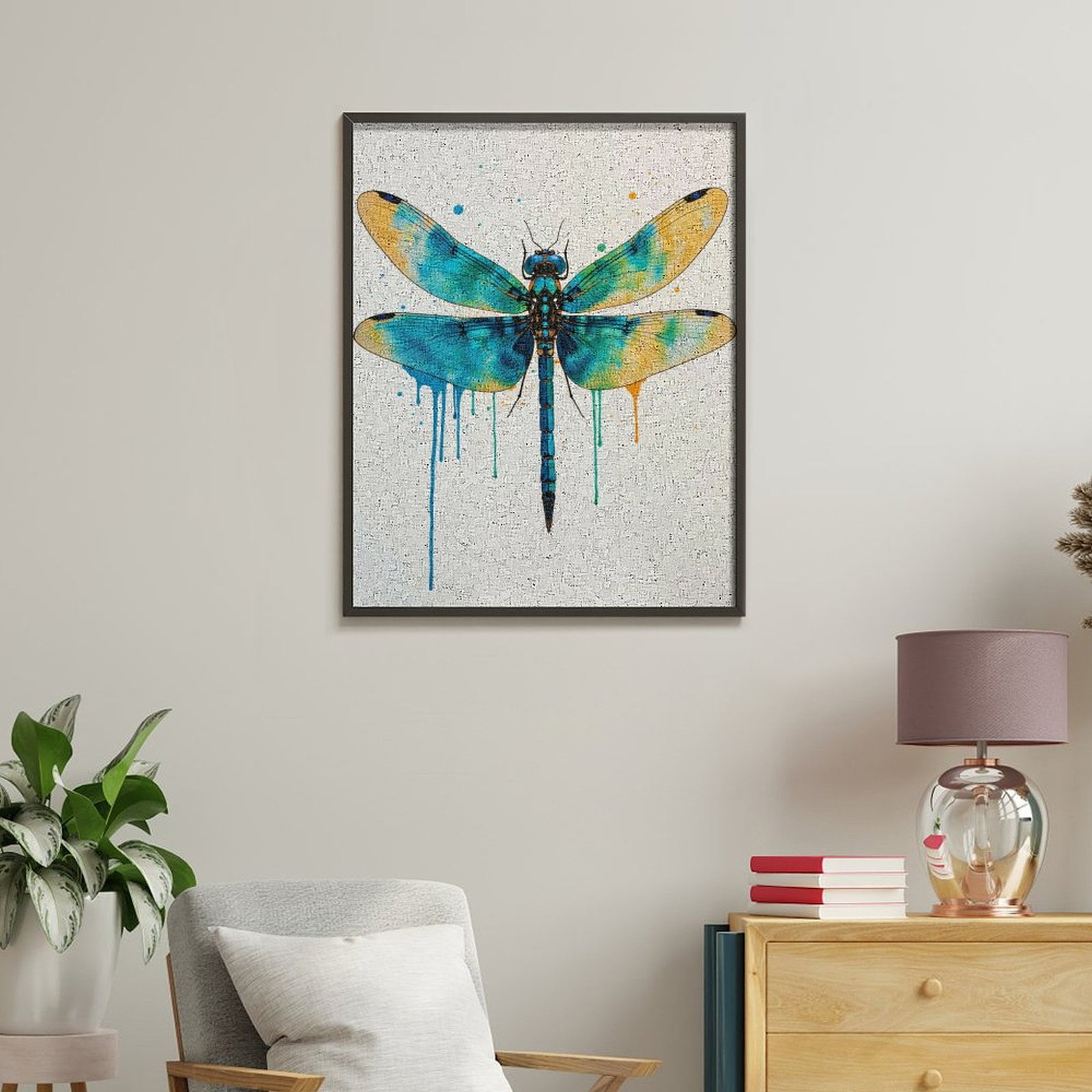 Paint By Numbers Kit for Adults Beginner - DIY Blue Dragonfly Art Splatter Canvas Painting Kits for Adults, Frameless Paint By Number for Adults for Home Wall Decor 16x20 Inch