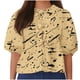 thumbnail image 1 of Camisetas de Manga Corta para las Mujeres Lanterna Manga Corbata Plisado Cuello Redondo, Casual Recortado Camiseta Top para Gimnasio Y Diario, 1 of 5