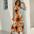 thumbnail image 3 of Maxi Dress Happy Haunts Print Dress Halloween Sexy V Neck Pattern Boho Beach Long Dresses Streetwear Big Size Vestido, 3 of 7