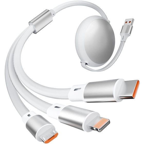 GJX 3-In-1 Retractable Multi Charging Cable,4Ft Usb C Micro Usb Charger Cord for Tablets,Ps
