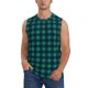 thumbnail image 1 of Fotbe Teal On Black Plaid Men's Camiseta sin Mangas Estampada para Hombres, Playera Casual para Gimnasio, Entrenamiento, Playa-3X-Large, 1 of 7