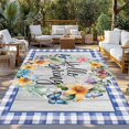 thumbnail image 2 of Hello Spring Outdoor Rug for Patio/Deck/Porch, Non-Slip Large Area Rug 6 x 9 Ft, Farmhouse Floral Eucalyptus Wood Blue Plaid Indoor Outdoor Rugs Washable Area Rugs, Camping Rug Carpet Runner, 2 of 8