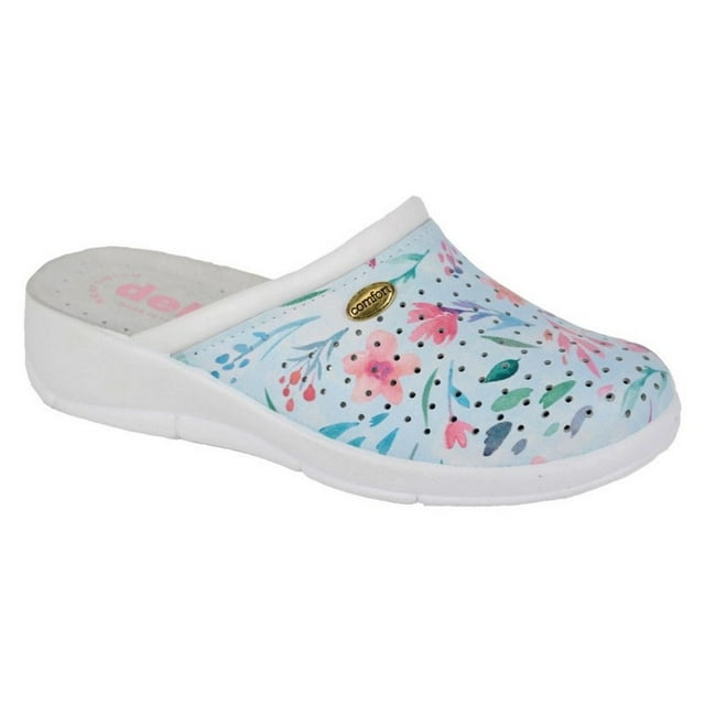 Dek Womens Floral Leather Clogs