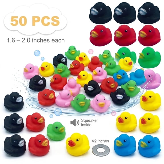 Tcwhniev 50 Pcs Rubber Ducks,Assorted Ducks Bath Toy,Bath Floater,Bath Toys Rubber Duck for Shower Birthday Party Favors Gift