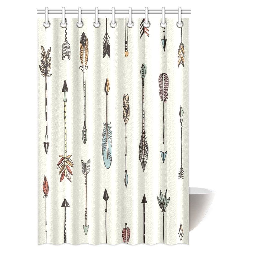 MYPOP Arrow Decor Shower Curtain, Arrows Rustic Pattern Vintage Decorative Artwork in Drawing