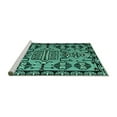 thumbnail image 2 of Ahgly Company Machine Washable Indoor Rectangle Southwestern Turquoise Blue Country Area Rugs, 7' x 10', 2 of 4