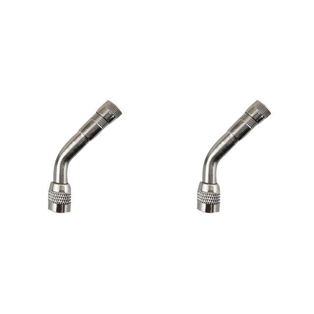 Riwesomey Válvula doblada de 45, 90 y 135 grados, adaptador de válvula doblada en ángulo de Metal para coche, convertidor extensor de extensión de tubo plata 135 grados 2piezas Riwesomey CBP025755
