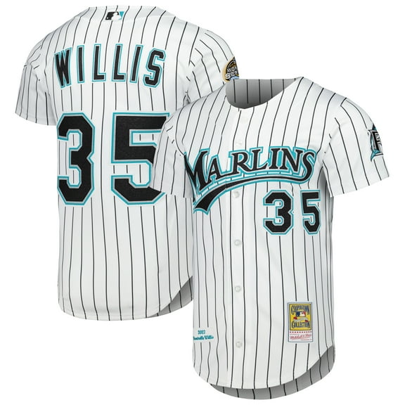 Men's Mitchell & Ness Dontrelle Willis White Florida Marlins Cooperstown Collection Authentic Jersey