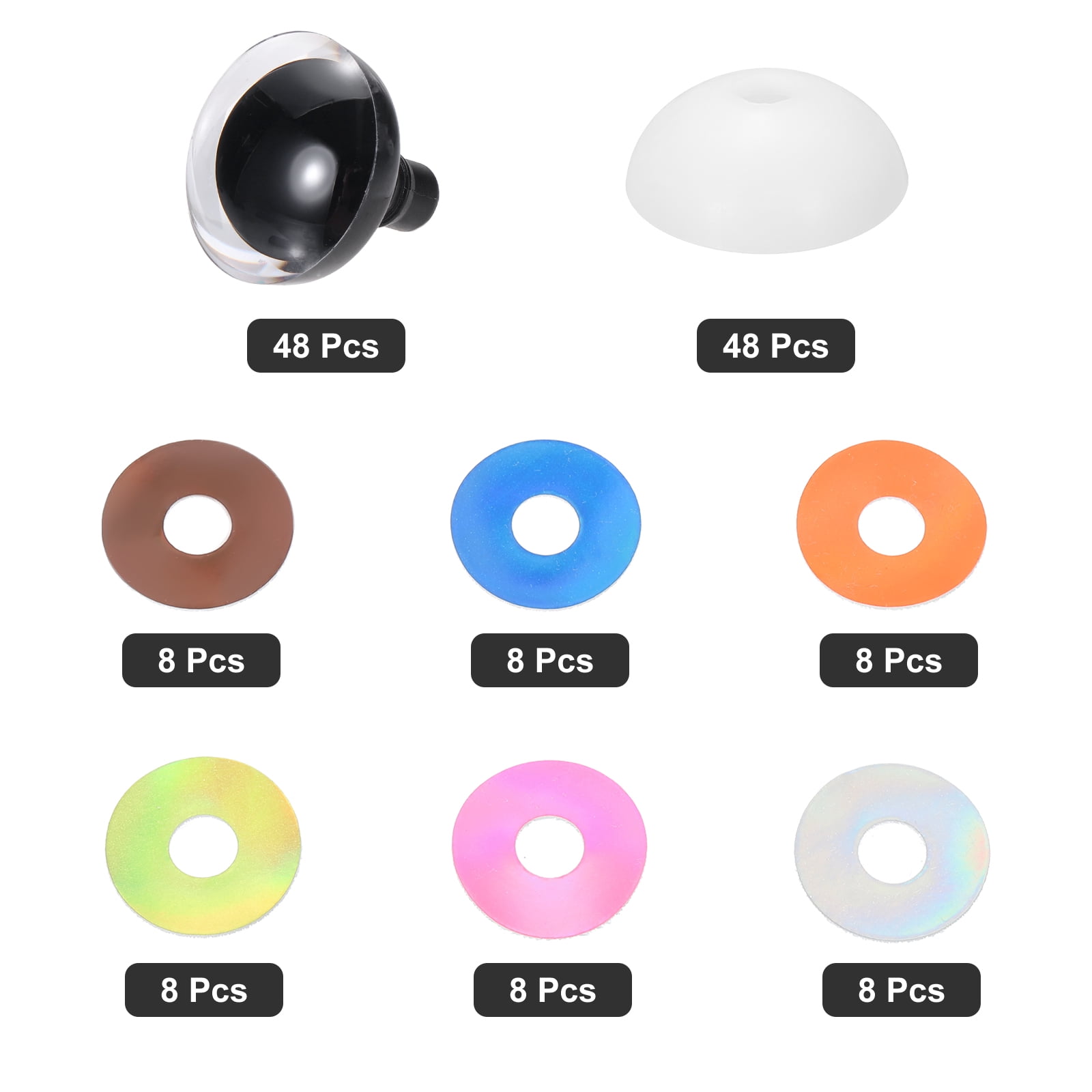 Uxcell 25mm Flash Safety Eyes, 48 Pcs Moon Doll Eyes Realistic Colorful Crocheting Safety Eyes for Decor Crochet Accessories Dolls Craft Halloween, 6 Colors