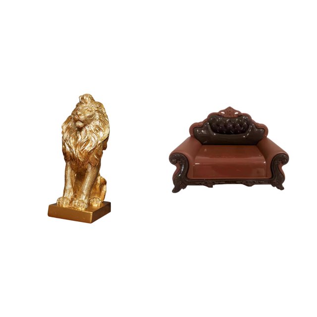 Escultura De León Majestuosa Y Modelo De Sofá En Miniatura, Adorno De Mesa Coleccionable Para Oficina, Hogar, Estantería, Micropaisaje, Regalo.