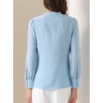 thumbnail image 4 of DARING DIVA Women's Bow Tie Neck Tops Long Sleeve Business Work Blouse M Sky Blue, 4 of 5