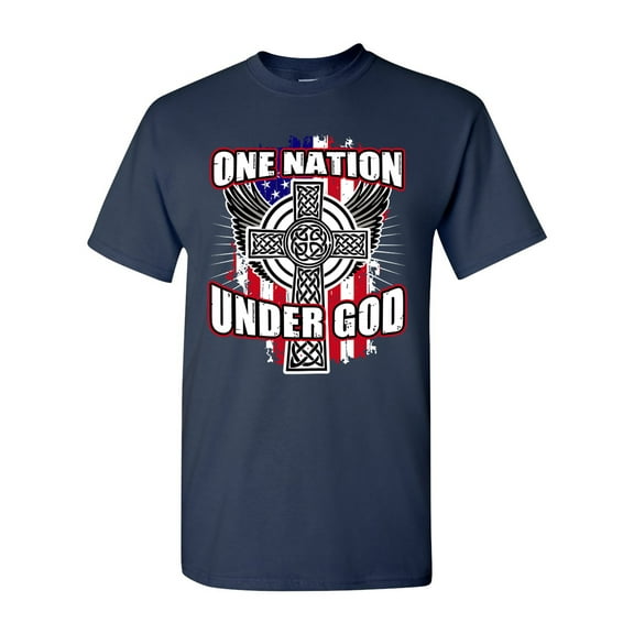 One Nation Under God Cross USA America Patriotic DT Adult T-Shirt Tee