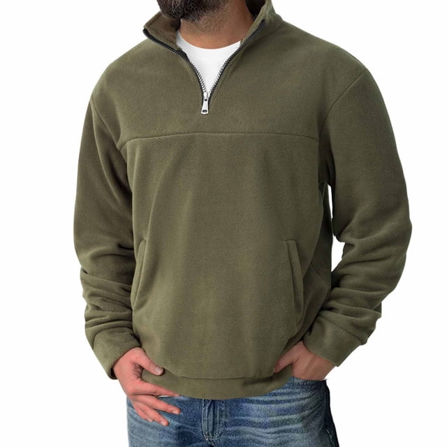 pstuiky Camisas casuales de manga larga para hombre, Sudadera con capucha y bolsillo para hombre, estilo casual, de manga larga, con cremallera y medio cárdigan, de color liso xxl
