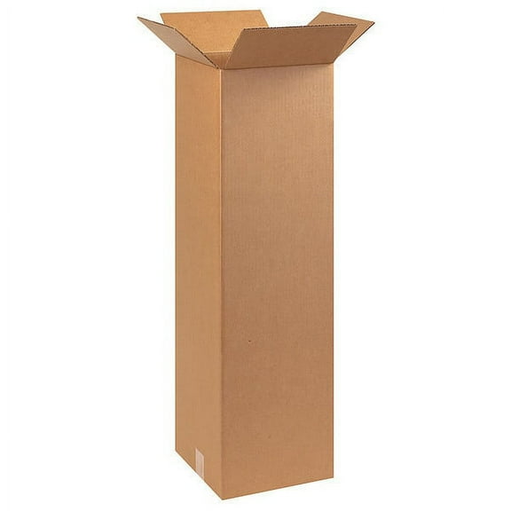 ZoroSelect Tall Corrugated Boxes, 10" x 10" x 30", Kraft, 25/Bundle