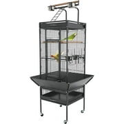 BestPet 61-inch Wrought Iron Large Bird Cage with Play Top and Rolling Stand Parrot Cage,Black