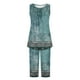 thumbnail image 2 of Conjunto de Verano para las Mujeres Casual Impreso sin Mangas Cuello Redondo Y Pantalones Recortados de Dos Piezas, 2 of 6