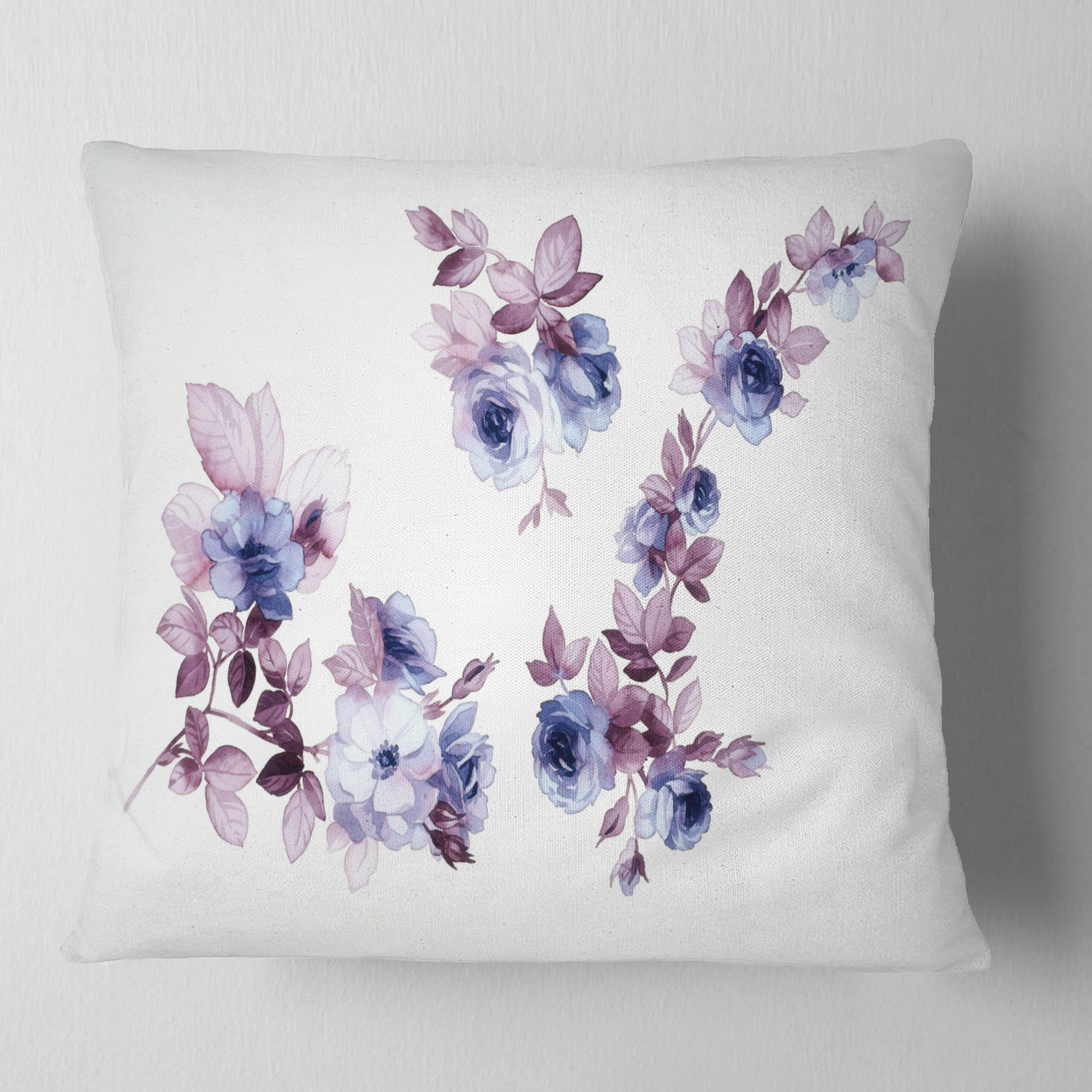 Designart Watercolor Flowers - Floral Throw Pillow - 16x16