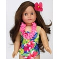 thumbnail image 6 of Sophia's Hawaiian Hibiscus Print Bathing Suit, Grass Skirt, Lei and Hair Flower for 18'' Dolls, Multi, 6 of 6