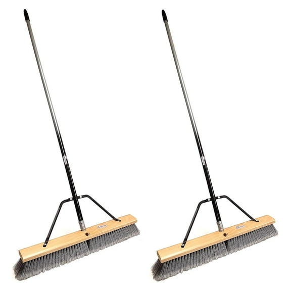 Pbma24004-2 Heavy Duty 24" Multi-Surface Push Broom with Silver/Black Handle (2 Pack)