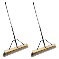 Pbma24004-2 Heavy Duty 24" Multi-Surface Push Broom with Silver/Black Handle (2 Pack)