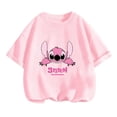 thumbnail image 4 of Camiseta de verano con dibujos animados de Disney Stitch para niños, traje de calle informal para niños y niñas, estampado 3D bonito, top transpirable de secado rápido, 4 of 5