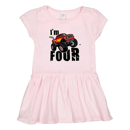 

Inktastic 4th Birthday Monster Truck Gift Toddler Girl Dress