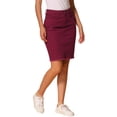 thumbnail image 4 of INSPIRE CHIC Denim Skirt for Women's Casual Distressed Knee Length Jeans Skirts M Deep Red, 4 of 6