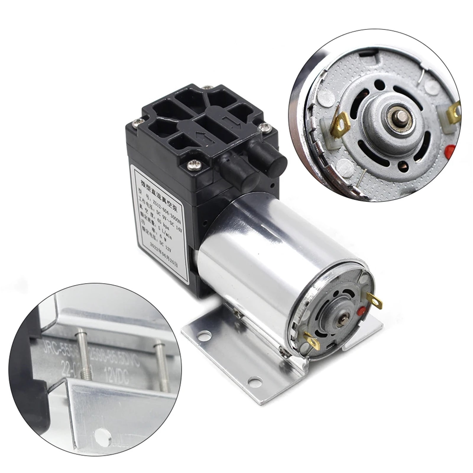 High Negative Pressure Suction Diaphragm Pump With Holder Mini Air Compressor Suction Pump DC 12V Vacuum Suction Pump 6W 65kpa ,Low Noise Operate