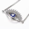 thumbnail image 2 of 3 pc Adjustable Brass Micro Pave Cubic Zirconia Slider Bracelets Bolo Bracelets with Enamel Evil Eye Platinum 10-5/8 inch(270mm) 1.2mm, 2 of 4