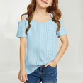 thumbnail image 2 of Mercatoo Girls Cold Shoulder T-Shirt Hollow Out Eyelet Tunic Blouse Tween Girls Trendy Going Out Blouses Cute T-Shirt Summer Tops, 2 of 8