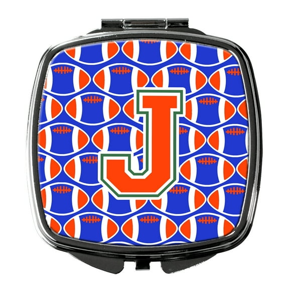 Letter J Football Green Blue and Orange Compact Mirror CJ1083-JSCM