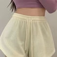 thumbnail image 5 of Wensltd Women Waffle Knit Drawstring Elastic Waist Shorts Casual Loose Fit Shorts For Daily Wear, 5 of 5