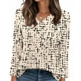 thumbnail image 5 of ShiShine Womens Fall Long Sleeve Tops Flowy Printed V Neck Shirts Loose Casual Blouses with Decor Button, 5 of 6