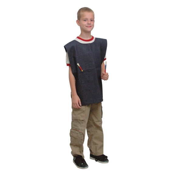 School Smart Heavy Duty Denim Child Apron, 19-1/2 in x 17 in, Blue