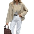 thumbnail image 1 of Gabardina Corta para Mujer, Abrigo Holgado de Larga con Solapa y Doble Botonadura, Ropa de Abrigo de Moda Albaricoque L, 1 of 7