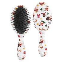 White Christmas Santa Pattern Hair Brush,Girls Detangling Hair Brush,Glide Through Tangles with Ease for Wet & Dry Hair,8.8"X2.8"