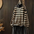thumbnail image 2 of VISALY Turtleneck Sweatshirt Striped Sweater Retro Striped Half Turtleneck Sweater Knitted Loose Causal Bottoming Sweaters Crochet Sweaters Baggy Sweaters Comfy Sweaters Black Xxl, 2 of 7