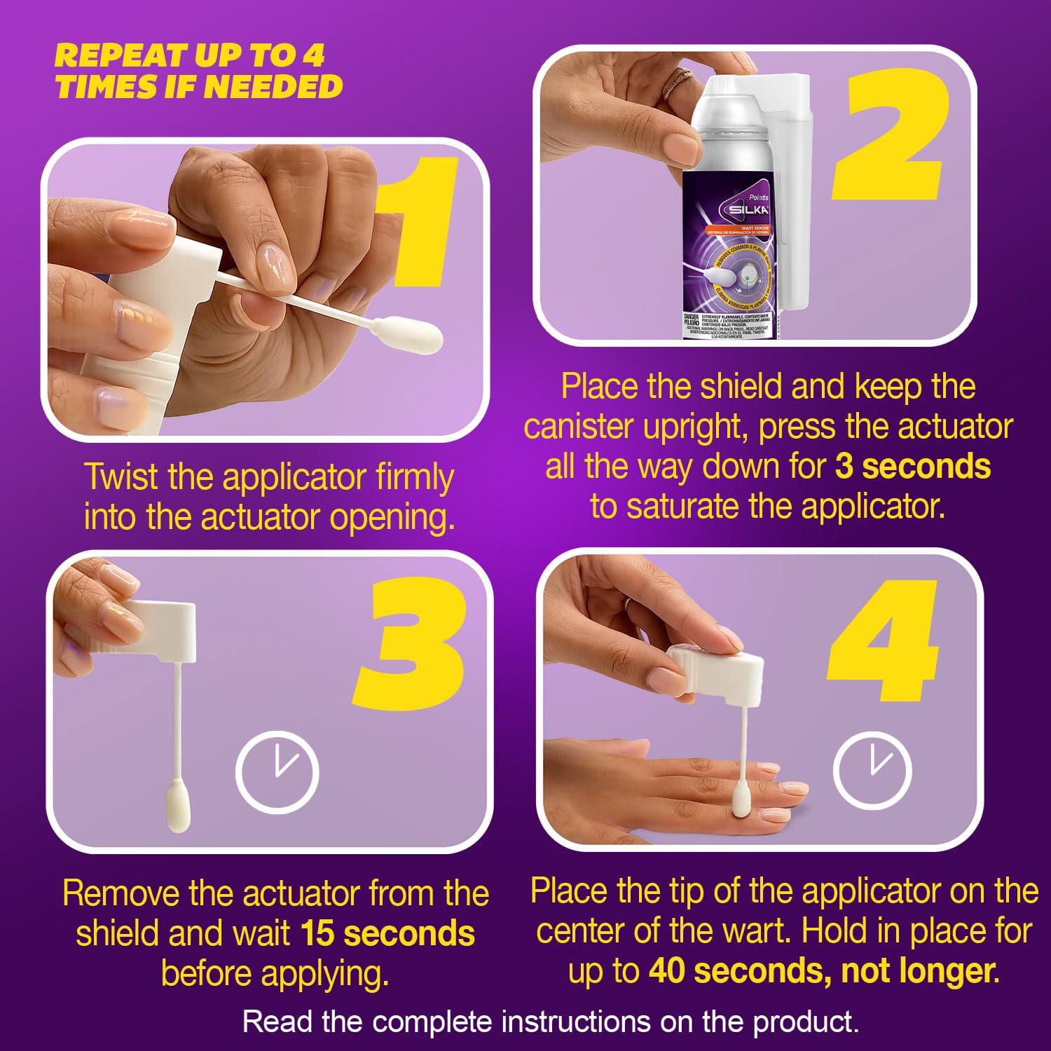 Silka Pointts Freeze Off Wart Remover for Common & Plantar Warts, 12 Applicators, Pack of 2